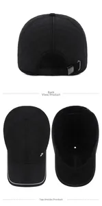 Detail view of black quilted winter baseball cap showing adjustable strap and inner lining