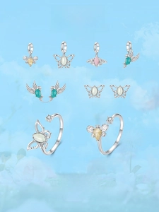 Detailed collection of 925 silver insect and bird jewelry with colorful gemstones