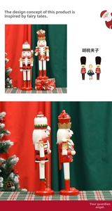 Detail of candy-themed nutcracker king figurines with crown and scepter for Christmas decor