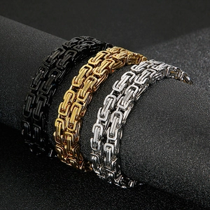 Three-tone titanium steel dragon chain bracelets in black, gold, and silver finishes