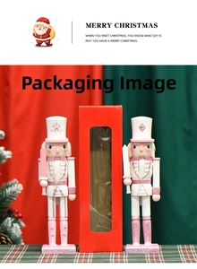 Close-up of pink glitter nutcracker soldiers with red window display gift box packaging