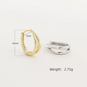 S925 silver U-shaped hoop earrings in gold and silver finish with size dimensions