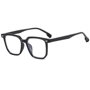 Classic black geometric frame eyeglasses for women with blue light blocking lenses