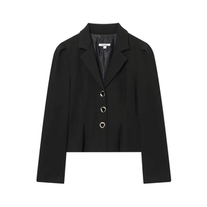 Dames Blazer En Midi Rok Elegant Pofmouwen Kort Jasje Hoge Taille Split Rok Polyester