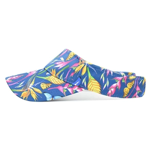 Women's tropical floral sun visor hat in royal blue for beach and outdoor activities