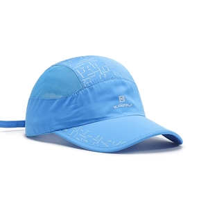 Light blue breathable quick-dry sports cap with side mesh and geometric print details