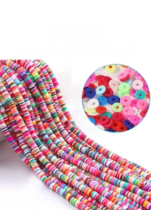 Macro detail of assorted colorful polymer clay beads for DIY jewelry and bracelet making