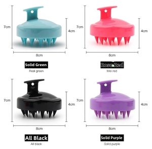 Detailed view of silicone scalp massage brush with dimensions 8cm width and 7cm height