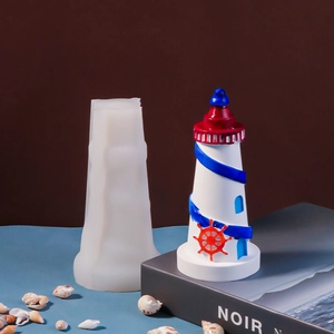 DIY silicone mold for Mediterranean lighthouse resin crafts with finished sea style model