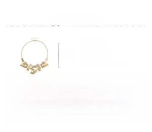 Detail view of gold geometric rectangle chain necklace with textured alloy finish