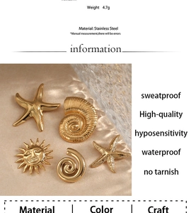 Detail of gold starfish and shell charms on water-textured glass background