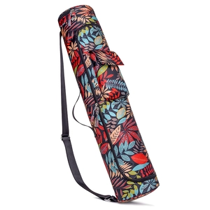 Sac de yoga en toile avec imprimés de feuilles colorées et bandoulière réglable