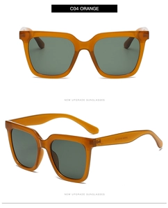 Detail view of model SN3228 orange square sunglasses frame with size 52-15-145