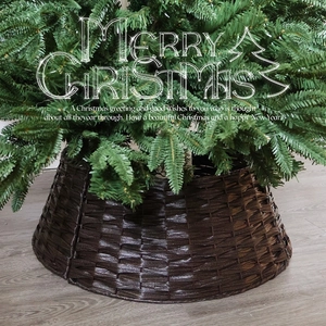 Woven Rattan Christmas Tree Collar Vintage Wicker Tree Skirt Stand Base Cover Detachable For Rustic Holiday Home Decoration