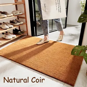 Natural Coir Entrance Mat Non-Slip PVC Backing Heavy Duty Dirt Trapper Door Mat For Indoor Outdoor Entryway Home Decor