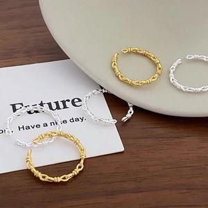 Minimalist 925 Sterling Silver Knotted Woven Ring For Women Fashion Adjustable Open Finger Ring Commuter Jewelry Gift