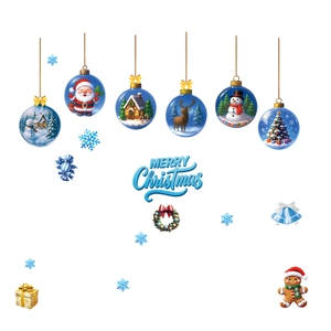Christmas window stickers set featuring Santa, snowman, and Merry Christmas text