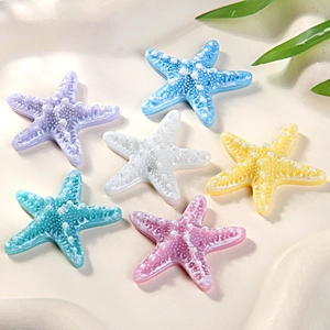 Set of 6 colorful resin starfish accessories for DIY hair clips and craft decorations