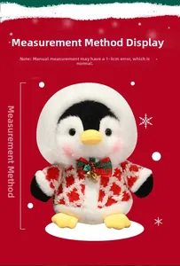 Christmas penguin plush measurement guide showing height with 1-3cm error margin