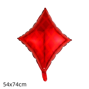 Red diamond shaped foil balloon 54x74cm for casino poker theme party decorations