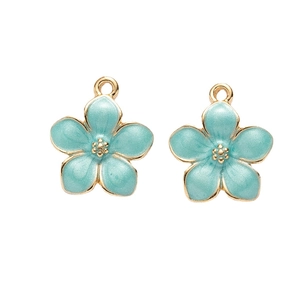 Light blue cherry blossom alloy charms with gold plating for DIY jewelry making
