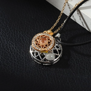 Magnetic sun and moon necklaces for couples with love projection stone in gold and silver