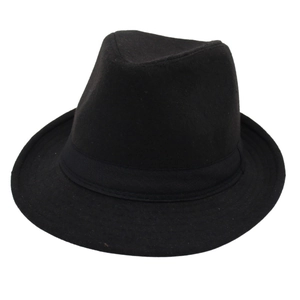 Classic black wool felt fedora hat for men and women with matching ribbon decoration