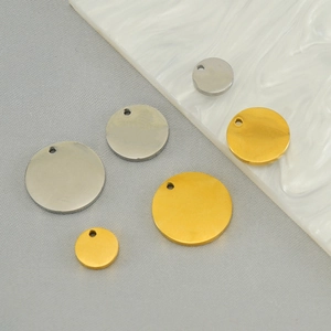 Polished round 18K gold and silver stainless steel charms for DIY jewelry making