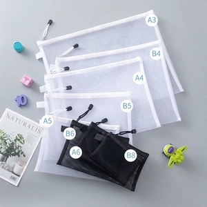 Transparent Nylon Mesh Zipper Pouch Storage Bag For Office Files Stationery Toy Puzzle And Makeup Organizer Portable