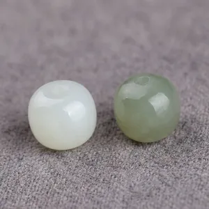 Natural Hetian Jade Loose Beads Smooth Polished Barrel Spacer For DIY Jewelry Making Bracelet Necklace Vintage Style