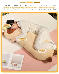 Detailed plush long body pillow with head, arm and leg support zones for comfortable sleeping