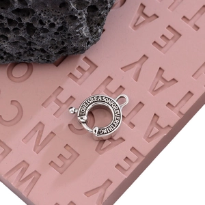 Retro silver horseshoe necklace clasp with engraved Love is Reason for Everything text