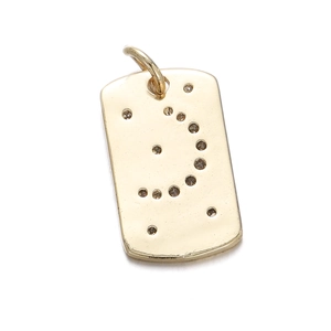Golden moon and star rectangular pendant with cubic zirconia inlay for DIY jewelry design