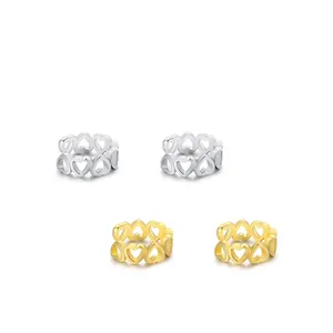 Heart Shaped Hollow Ear Cuffs 925 Sterling Silver Non Pierced Earrings Trendy Minimalist Jewelry For Women