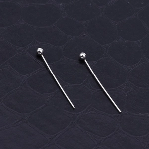 Pair of silver stainless steel ball head pins for DIY earring and jewelry making