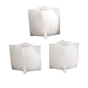 Three-piece set of white silicone molds with embossed stripe texture for DIY candle making