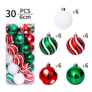 30-piece Christmas ornament ball set with 6cm red and green festive patterns