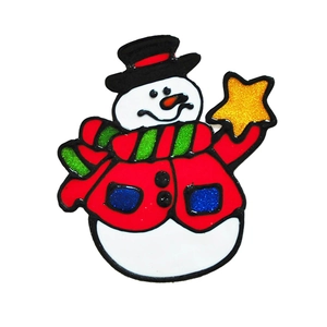 Autocollant fenêtre Noël bonhomme de neige dessin animé avec étoile pour décor festif vitré