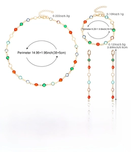 Detailed size and weight specs for stainless steel heart bead necklace and bracelet