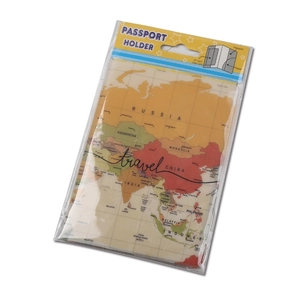 Custodia per passaporto in PVC con stampa mappa vintage e slot per carte di credito