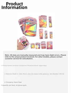 Close-up of rainbow laser effect thick plastic zip-lock bag for jewelry storage