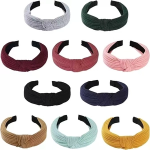 Knotted Wide Headband Knitted Ribbed Fabric Twisted Hair Band Leopard Print Velvet Elegant Accessories For Women