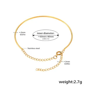 Diagramma tecnico dettagliato con dimensioni del bracciale in acciaio inossidabile dorato