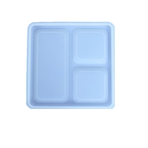 Light blue 3-compartment silicone tray mold for DIY resin jewelry storage making