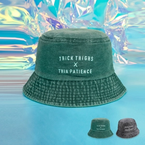 Bucket Hat Washed Cotton Thick Thighs Thin Patience Letter Embroidery Sun Protection Vintage Casual Outdoor Headwear Women