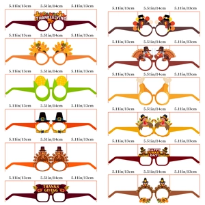 Set of 12 Thanksgiving paper glasses with turkey and festive patterns for party props