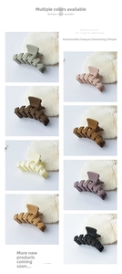 Detail shot of large matte hair claws in 8 Morandi colors with a frosted finish