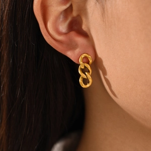 Kubanische Kettenglied-Ohrringe Aus Edelstahl Minimalistische Geometrische Hängeohrringe Schmuck Für Damen