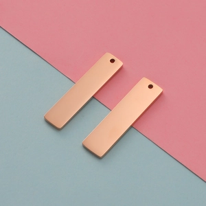 Polished rose gold rectangular stainless steel pendant tag with smooth rounded edges