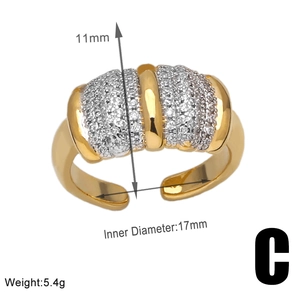 Macro detail of gold plated open ring with dimensions 11mm height and 5.4g weight
